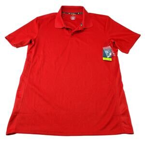 Tek Gear Polo Shirt Mens Medium Activewear Performance Red Athleisure UPF 25 New